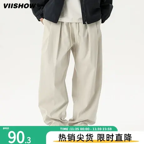 VIISHOW日系复古休闲裤男潮牌廓形宽松裤子按扣工装长裤四季款商品大图