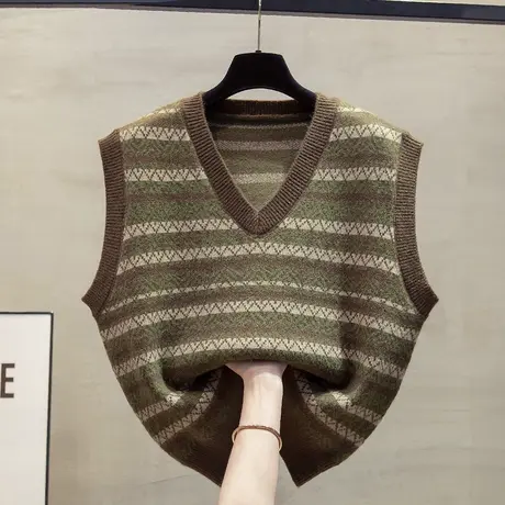 v领针织马甲背心女2025春秋新款宽松外穿马夹叠穿外搭毛衣坎肩潮商品大图