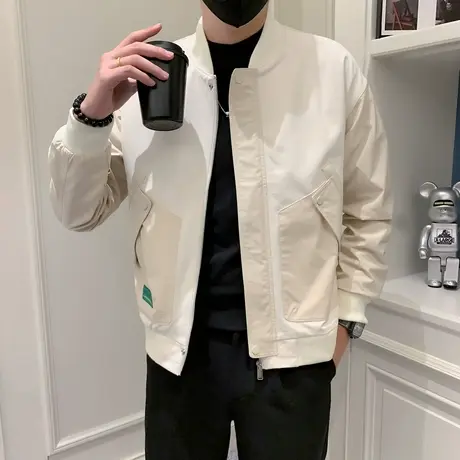 2023春秋季新款棒球服男飞行员夹克修身外套痞帅ins小众上衣休闲商品大图