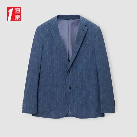 海一家时尚简约西装外套2024春季新款平驳领花纹男士休闲西服商品大图