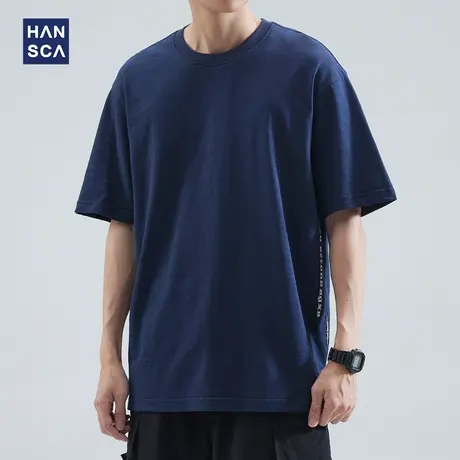 hansca 宽松日系t恤短袖男夏季新款休闲圆领简约百搭印花半袖上衣商品大图