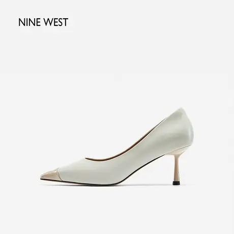 Nine West/玖熙法式高级拼色高跟鞋女2023秋新款简约细跟浅口单鞋商品大图
