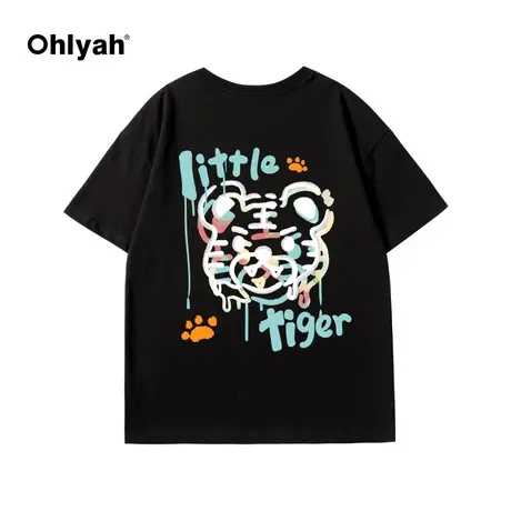 Ohlyah小老虎年潮牌little爪印花本命年春夏T恤女半截情侣短袖ins商品大图