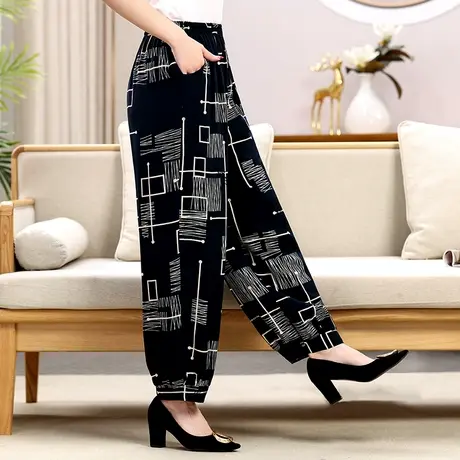 女灯笼裤中老年春夏新款松紧高腰妈妈装广场舞棉绸休闲灯笼裤商品大图