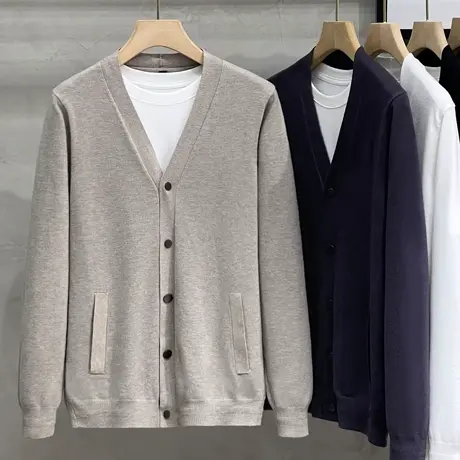 针织开衫毛衣男外套2023新款春秋薄款外穿韩版潮流休闲百搭毛线衣商品大图