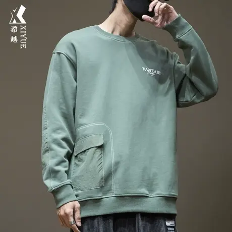 希越秋冬套头运动卫衣男加肥加大男款男士2023新款大码男生上衣潮商品大图