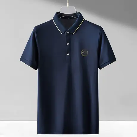 男士短袖polo衫修身透气2023夏季新款男士半袖冰丝T恤翻领夏装潮商品大图