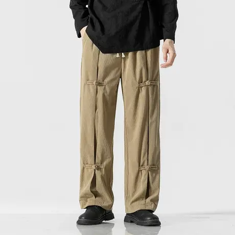 2023秋冬改良直筒休闲裤男民族服装中国风盘扣布扣复古宽松裤子潮商品大图