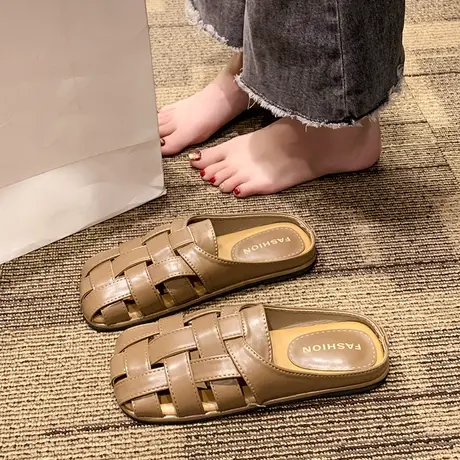 法式穆勒拖鞋女夏季外穿小香风高级感2023年新款一脚蹬包头凉拖鞋商品大图