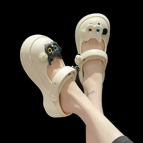 玛丽珍洞洞鞋女夏季2023新款可爱猫咪厚底增高防滑外穿包头凉拖鞋商品大图