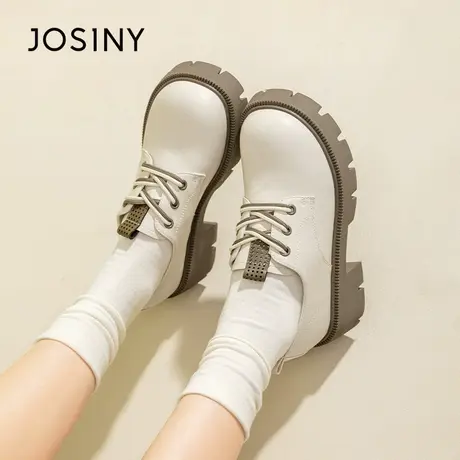 Josiny/卓诗尼小皮鞋2023秋季新款英伦风厚底百搭配裙子乐福女鞋商品大图