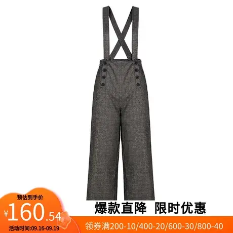 【艾格】2023春夏季新款背带裤女复古直筒裤口袋气质显瘦休闲裤商品大图