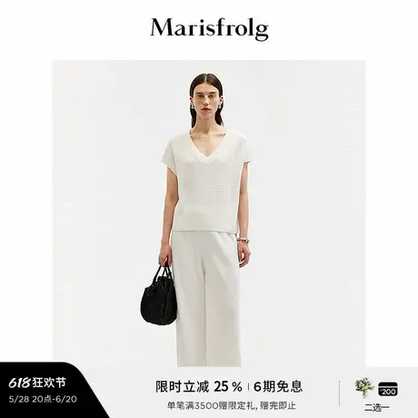 【轻密针织】玛丝菲尔夏季大V领设计镂空宽松背心上衣图片