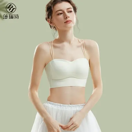 U型美背内衣女夏细肩带露背带胸垫一体文胸内搭吊带防走光抹胸图片