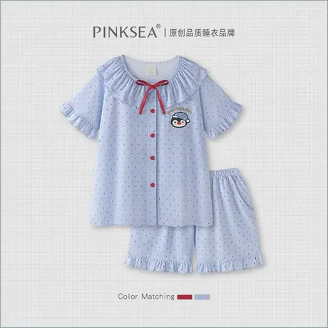 Pinksea莫代尔睡衣女款夏季花边短袖短裤女士家居服夏天2025新款商品大图