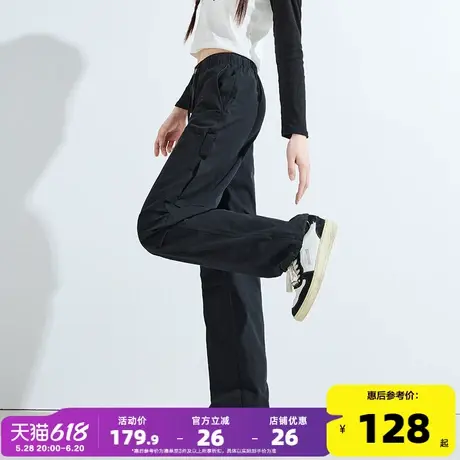 唐狮2025秋冬季新款女休闲裤黑色显瘦直筒宽松阔腿长裤潮流工装裤商品大图