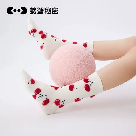 螃蟹秘密袜子女春夏中筒袜新款可爱透气运动小皮鞋长袜小腿袜4双商品大图