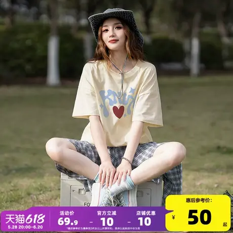 唐狮2025新款夏季圆领短袖T恤女纯棉独特漂亮上衣设计感小众体恤商品大图