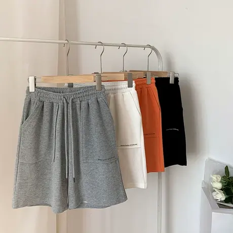 直筒裤女小众设计感2021夏季宽松高腰阔腿五分运动短裤高街ins潮图片