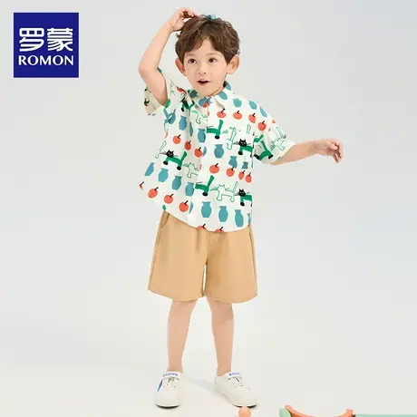 罗蒙儿童衬衫男童短袖薄款上衣小童可爱宝宝衬衣纯棉新款休闲洋气图片