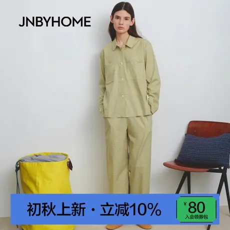 JNBYHOME江南布衣25年秋季新女长袖家居服套装休闲格纹睡衣情侣商品大图
