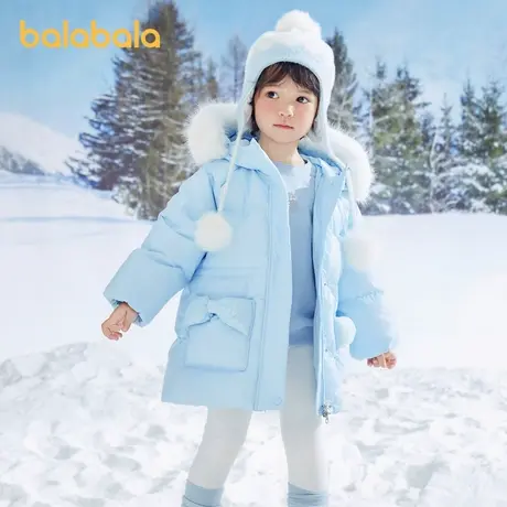 巴拉巴拉羽绒服女幼童冬季新款宝宝时尚洋气亮面毛领保暖羽绒外套商品大图