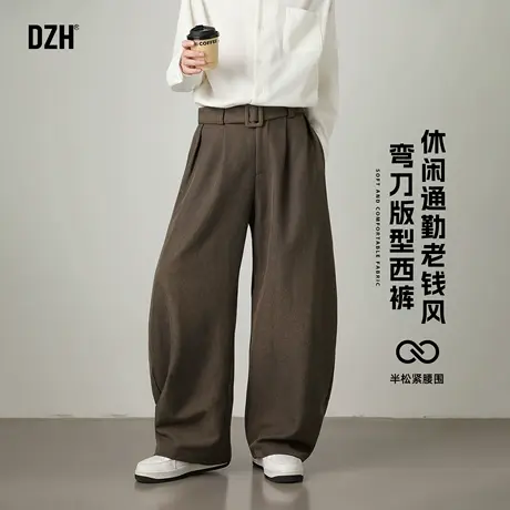男士棕色日系复古裤子男秋季垂感西裤直筒休闲裤2025新款弯刀裤潮商品大图