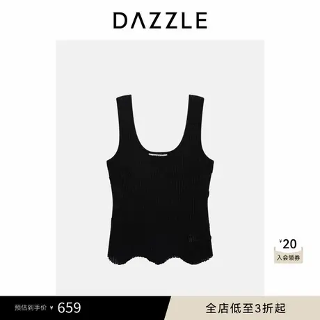 DAZZLE 地素奥莱毛衫无袖黑色针织背心图片