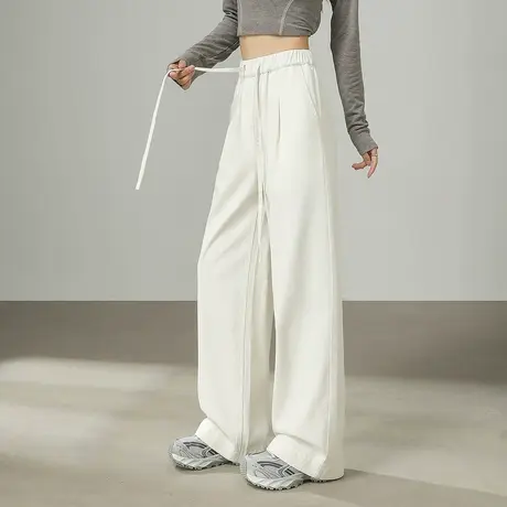 唐狮白色牛仔裤女秋装新款高腰宽松显瘦阔腿裤潮流百搭裤子TUTA图片