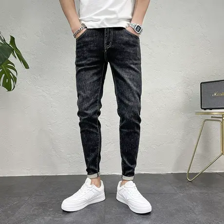 2023新款男生四季牛仔裤潮流男士修身小脚铅笔裤青年休闲百搭长裤商品大图