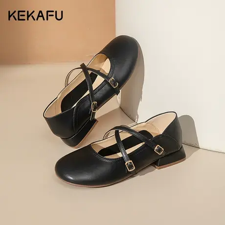 珂卡芙法式玛丽珍鞋女秋季2023年新款小皮鞋配裙子晚风温柔单鞋女商品大图