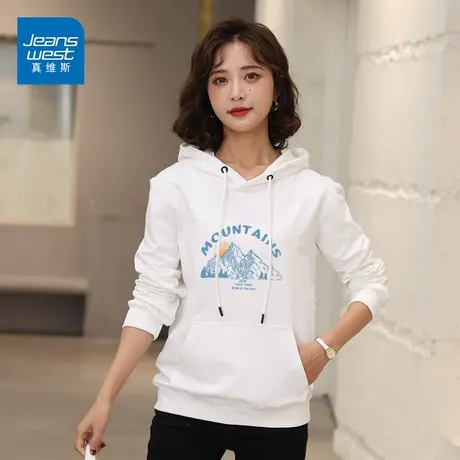 真维斯卫衣女学生oversize宽松2023新款潮牌连帽卫衣大码长袖上衣图片