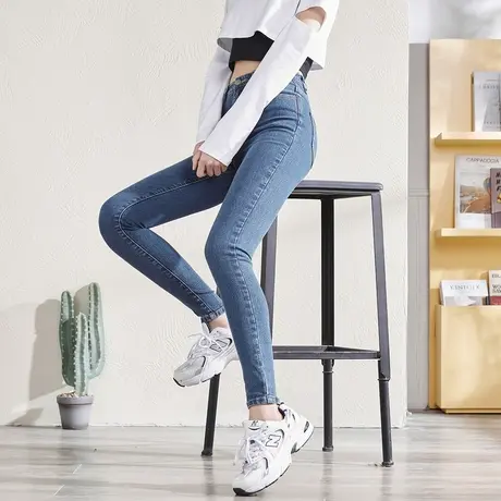 唐狮女牛仔裤长裤紧身高腰春秋新款裤子显瘦铅笔小脚裤潮ins图片