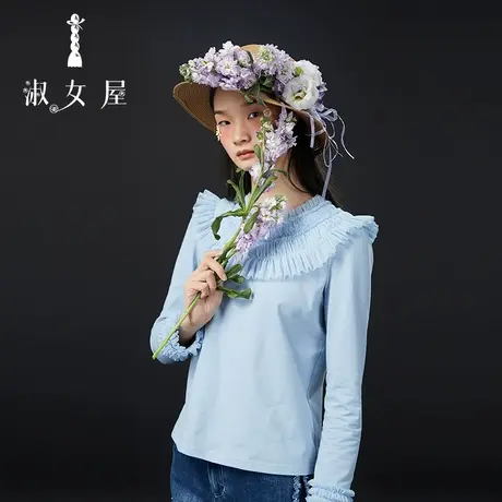 淑女屋官方旗舰店泡芙领t恤商品大图