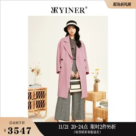 YINER音儿女装冬季复古经典驳领中长款羊毛毛呢外套商品大图