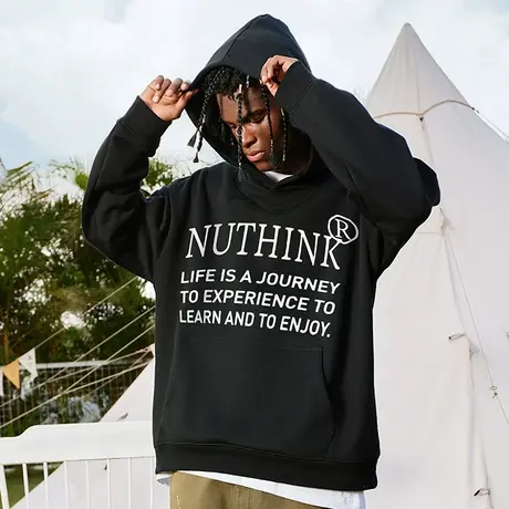 Nuthink西海岸直喷字母连帽情侣卫衣潮牌男潮2023新款冬季款外套商品大图