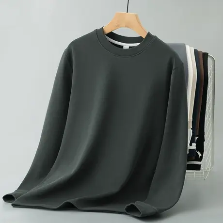 450g重磅男士长袖t恤内搭打底衫加绒加厚秋冬小衫圆领体恤上衣服商品大图