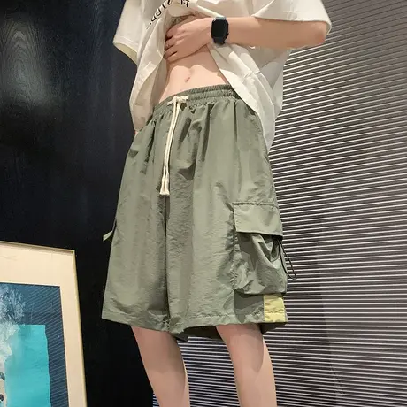 工装短裤男夏季潮牌休闲宽松直筒复古篮球运动大裤衩沙滩五分裤子商品大图