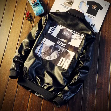 2023春秋机车皮衣男潮青少年薄款修身韩版皮夹克帅气青年学生外套图片