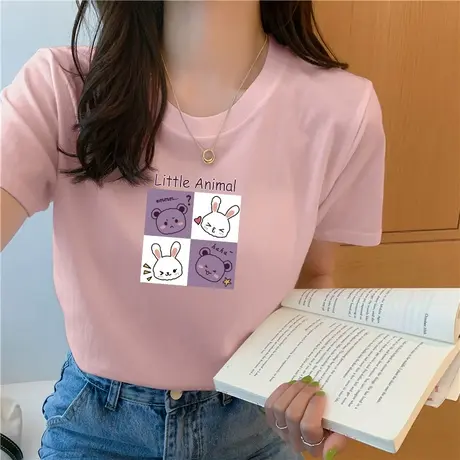 纯棉t恤女夏季2023新款宽松韩版百搭学生上衣设计感小众t桖短袖潮图片