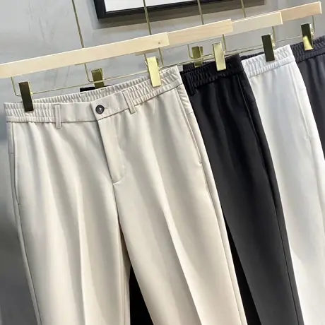 冰丝西裤男士商务休闲裤高级感修身直筒九分西装裤男夏季薄款裤子图片