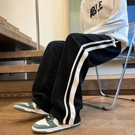 美式vibe灯芯绒卫裤男春秋直筒宽松休闲阔腿hiphop裤子ins高街潮商品大图