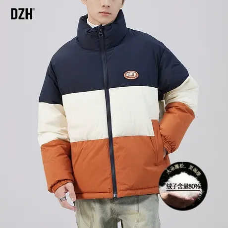 男士拼接羽绒服男冬季立领加厚保暖2024新款冬装羽绒外套潮牌男装图片