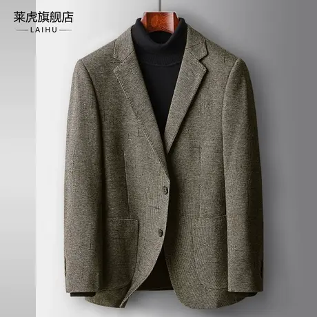格子休闲西服男士外套韩版修身商务呢子小西装春秋季单件百搭上衣商品大图