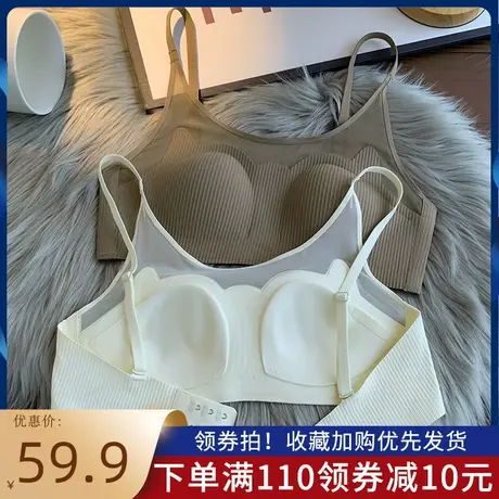 内衣女薄款大胸显小防下垂无钢圈无痕抹胸防走光小胸聚拢文胸夏季商品大图