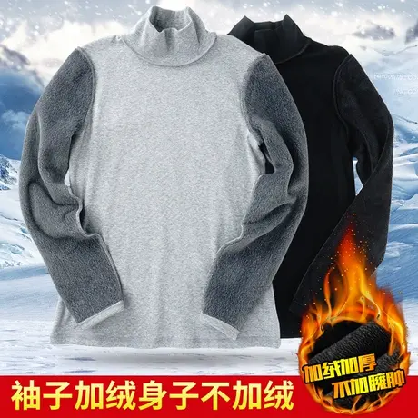 必菩新款妈妈袖子加绒的打底衫加厚长袖t恤女土秋衣保暖上衣女商品大图