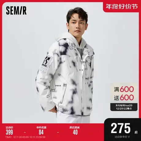 [商场同款]森马棉服男2022冬季新款时尚满印宽松外套日常个性上衣图片