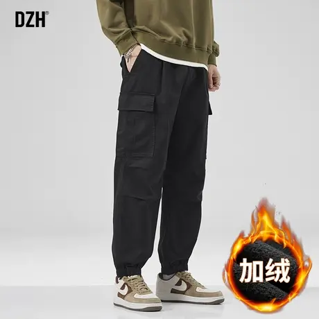 男生加绒工装裤男束脚宽松冬季加厚休闲裤子男款美式高街2024新款商品大图