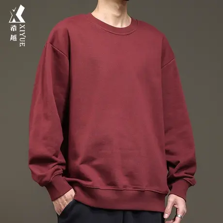 2025本命年红色卫衣男秋冬宽松大码男士春秋净版上衣重磅情侣打底图片