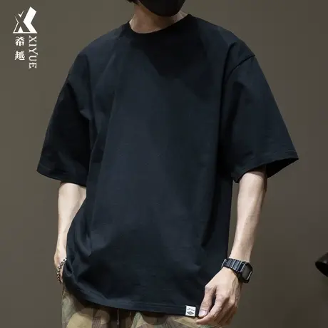 希越230g舒适棉短袖T恤男2024春季宽松大码男士休闲上衣加肥加大商品大图